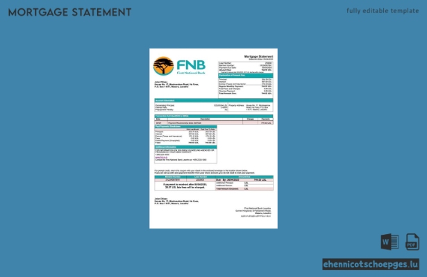 Lesotho First National Bank: Beispiel eines Hypothekenauszugs (Word- und PDF-Datei)
